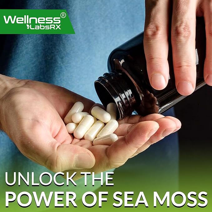 Irish Sea Moss Capsules, 17-in-1, Seamoss Black Seed Oil, 240 Count, Ashwagandha Burdock Root Organic Bladderwrack Capsules | Organic Sea Moss Advanced, Immune and Blood Pressure Support - 2 Pack