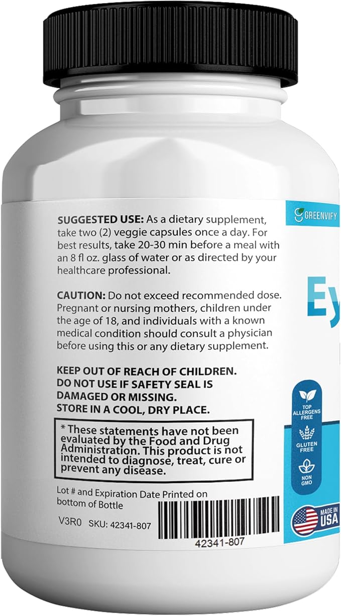 EyeGenics Max Vision Support Supplement, 60 Capsules, Maximum Strength Eye Health Formula with Lutein, Bilberry Extract, Vitamins (3)