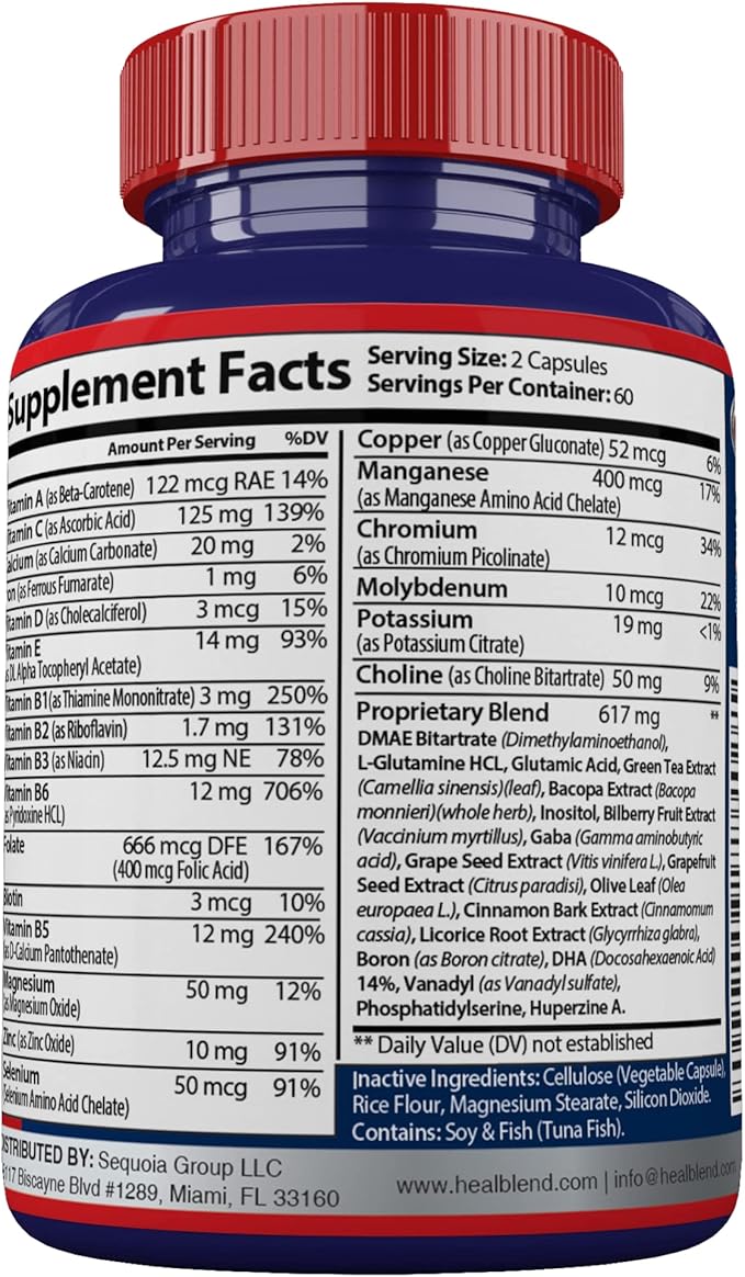 Neuro Plus Brain & Focus Formula - Nootropic Brain Booster Supplement, Supports Brain Health, Mental Clarity & Focus - Enhances Concentration & Mental Energy – 120 Capsules (1)