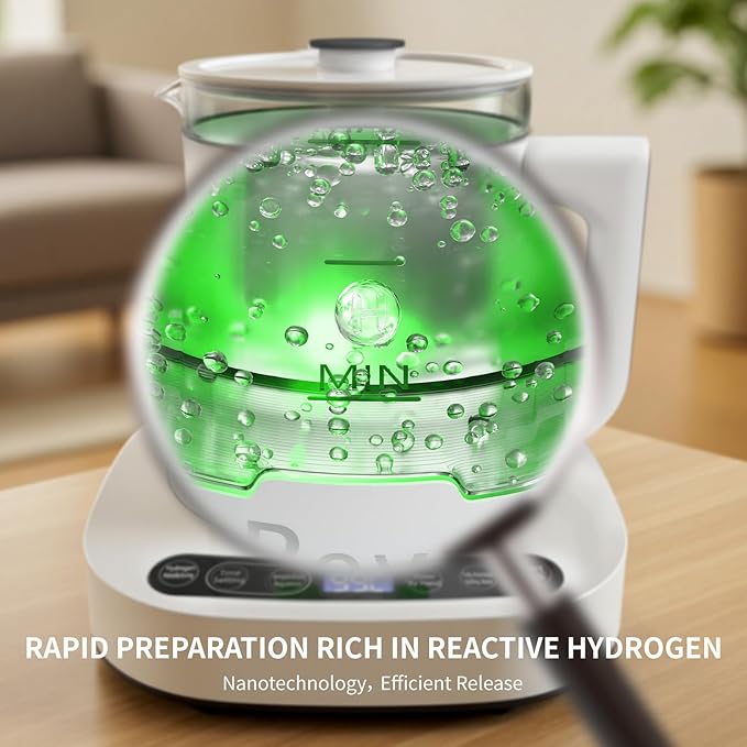 Beyn Selenium-Rich Hydrogen Water Pitcher, Dual-Effect Hydrogen Water Kettle, Electrolysis Jug with SPE/PEM Technology, Smart Constant Temperature Heating, Compatible with Multiple Water Types.