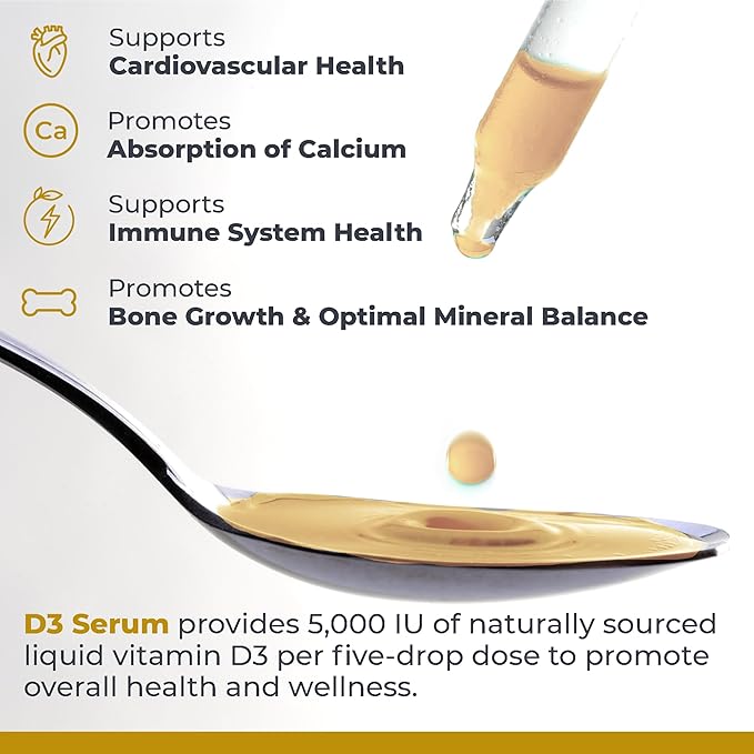 Premier Research Labs Vitamin D3 Serum - Liquid Vitamin D Oil Drops for Adults, Liquid Vitamin D3 5000 IU, Sublingual Vit D3 Liquid - 0.43 fl oz