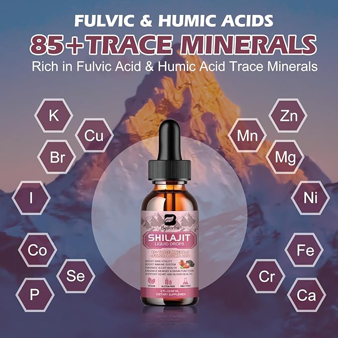 2Pack Shilajit Resin Liquid Drops | Pure Shilajit Complex for Men Women with Ashwagandha, Turmeric, Ginseng, Chaga | 85+ Trace Minerals & Fulvic Acid | Boost Immunity & Energy - Non-GMO