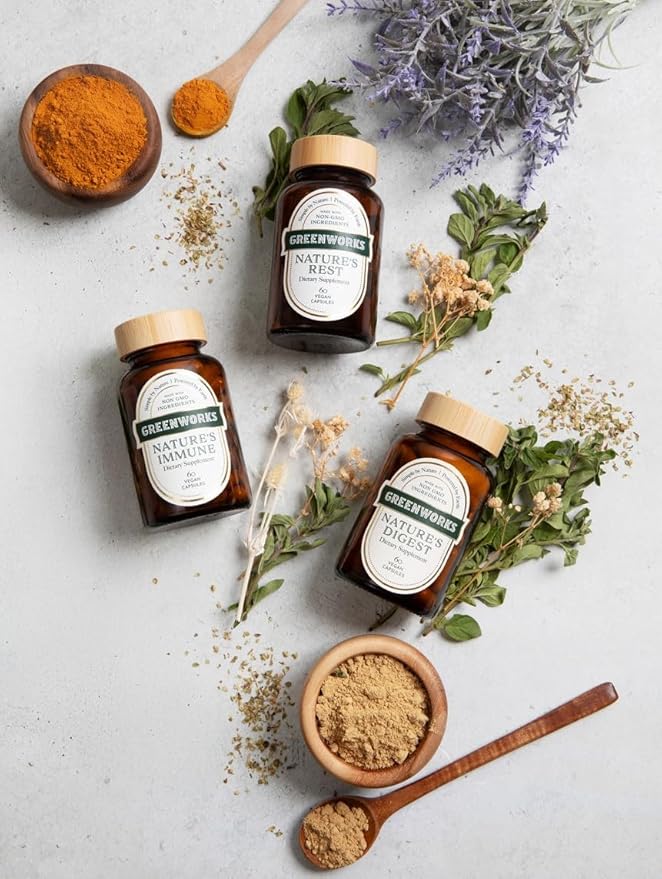 Greenworks Nature's Rest - Advanced Daily Sleep Support with Valerian, Chamomile, Passionflower, Ashwagandha, Lavender, Lemon Balm, Hops Flower & Jujube Seed - Organic, Vegan, Non-GMO (30 Servings)