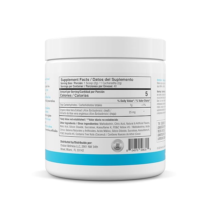 Yes You Can! Organic Aloe Vera Powder Drink Mix - Hydration Booster Infused with Pure Aloe Juice - Delicious Flavors - Made in USA - Antioxidant Rich - Peach Lemonade Flavor - 40 Servings Per Canister