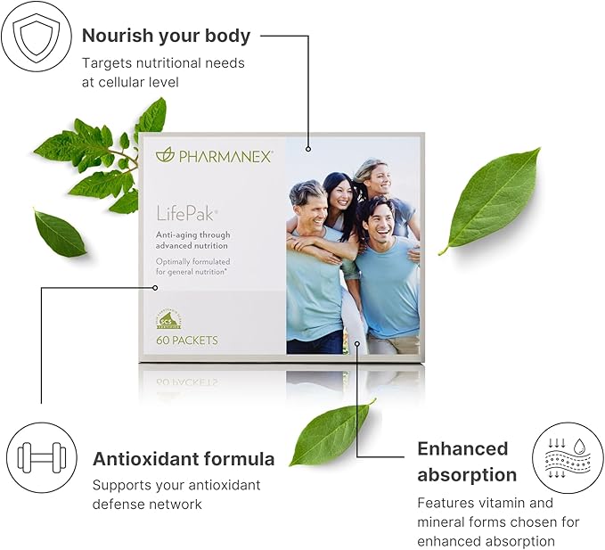 Nu Skin LifePak Advanced Nutritional Supplement for Adults | 60 Daily Packets | Aging, Digestive, and Gut Health Formula with Essential Vitamins, Minerals, and Phytonutrients