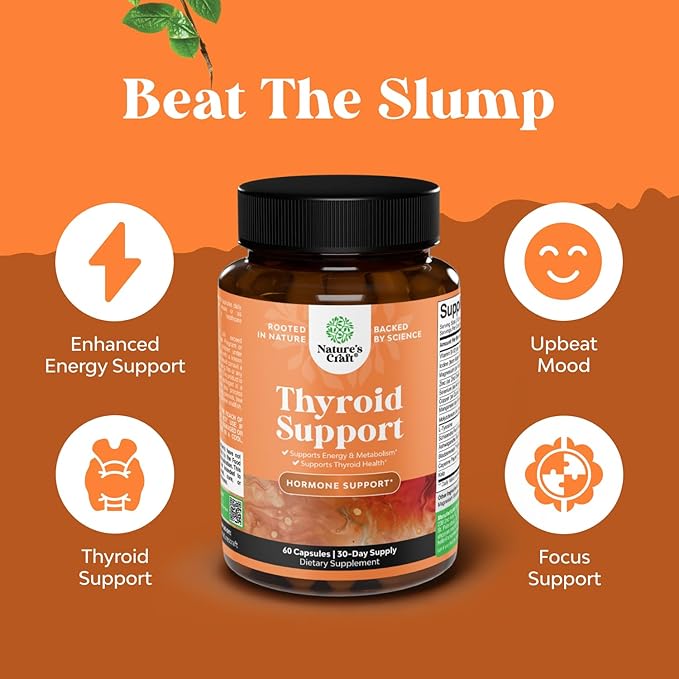 Herbal Thyroid Support Complex - Potent Kelp Iodine Supplement with L Tyrosine, Bladderwrack, Selenium & Pure Ashwagandha for Hormone Balance - Mood & Energy Dietary Pills - 60 Capsules