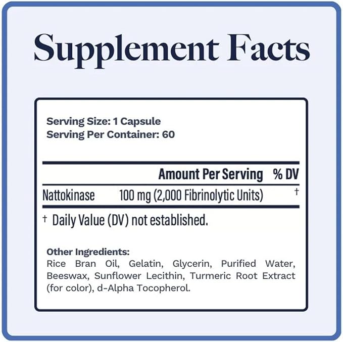 Nattokinase | 2000 FU per Serving from Japanese Natto | for Cardiovascular and Circulatory Support | 60 Softgels