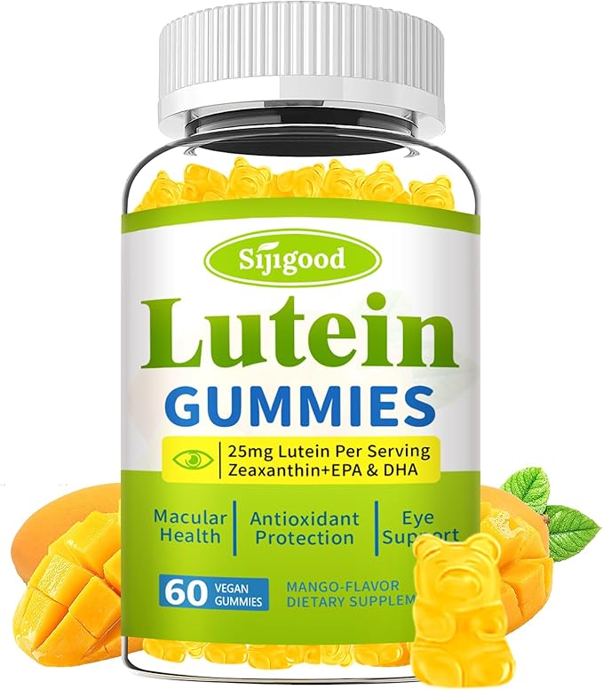 Lutein Gummies with Zeaxanthin, Eye Vitamins with Omega-3, Bilberry, and Astaxanthin for Vision and Eye Health, Mango Flavor, 60 Count