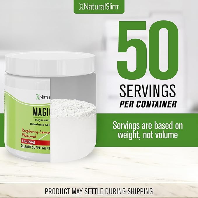 NaturalSlim Magicmag Pure Magnesium Citrate Powder Stress, Constipation, Muscle, Heart Health, and Sleep Support | Raspberry Lemon Magnesium Supplement - 8oz Drink Mix (Solo)