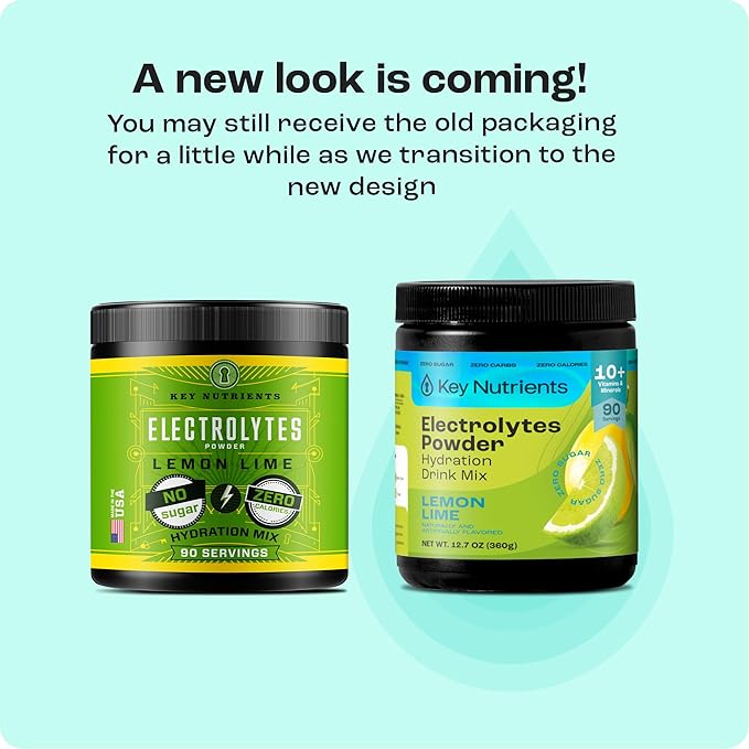 KEY NUTRIENTS Multivitamin Electrolytes Powder No Sugar - Refreshing Lemon Lime Electrolyte Powder - Endurance & Energy Supplement - Hydration Powder - No Calories - 90 Servings - Made in USA