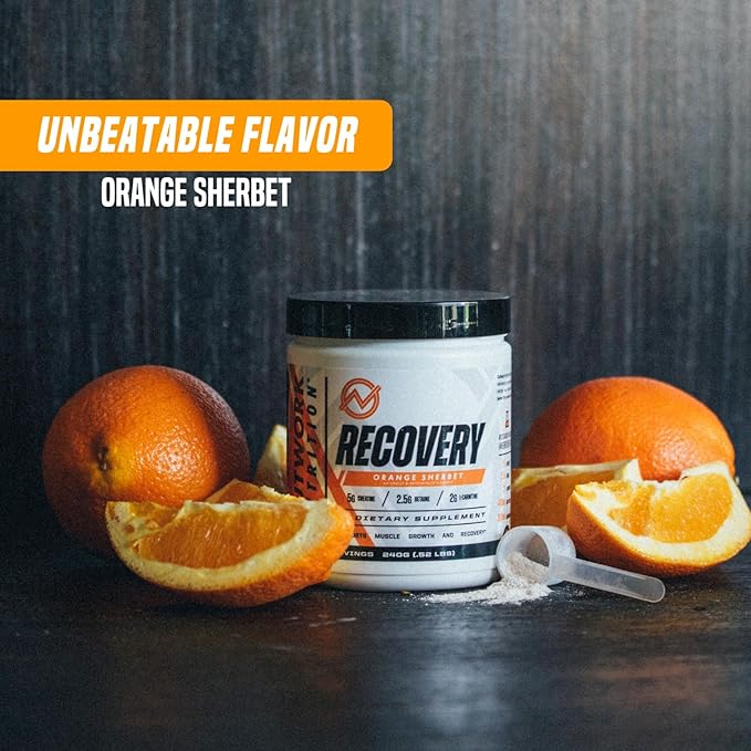 Outwork Nutrition Post Workout Recovery Powder - Creatine Monohydrate, KSM-66 Ashwagandha & Tart Cherry - Speeds Recovery, Eases Soreness - Creatine Powder for Men & Women, Orange Sherbet, 230 Gr
