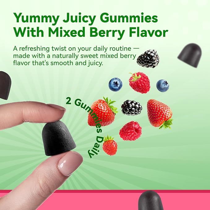 Irish Sea Moss Gummies with Ashwagandha, Elderberry, Apple Cider Vinegar, Bladderwrack, Burdock Root & Black Seed for Immune Support – Mixed Berry Flavor, 2 Pack