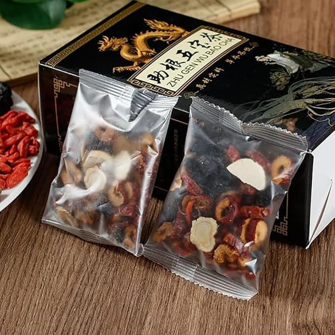 Kidney Tea Formula Ginseng Six Treasure Tea, Te Renal Herbal, Ginseng Five Treasures Organic Kidney Cleanse Traditional Healthy Cleansing Zhu Gen Wu Bao Cha Teabags for Men & Women (20 Bags)