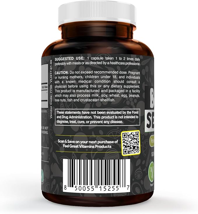 Feel Great Vitamins Black Seed Oil Softgels – Cold-Pressed Nigella Sativa with Vitamin E – 500mg – 60 Vegan Capsules – Non-GMO, Made in USA