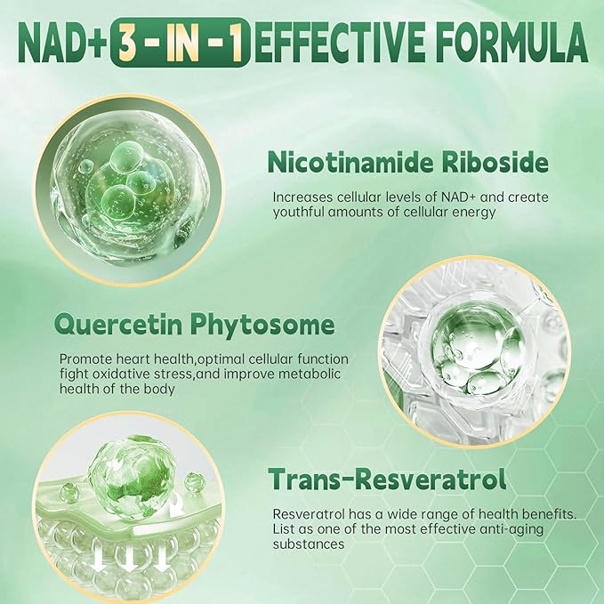 NAD Resveratrol Supplement Plus Extra Strength, Nicotinamide Riboside NR 900mg for Women & Men, NAD Supplement NMN Alternative– Liposomal Formula for Energy, Anti-Aging