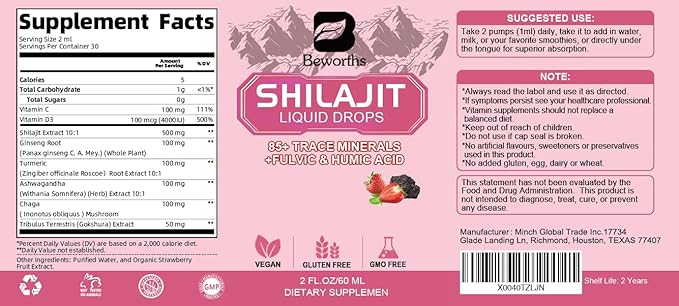 2Pack Shilajit Resin Liquid Drops | Pure Shilajit Complex for Men Women with Ashwagandha, Turmeric, Ginseng, Chaga | 85+ Trace Minerals & Fulvic Acid | Boost Immunity & Energy - Non-GMO