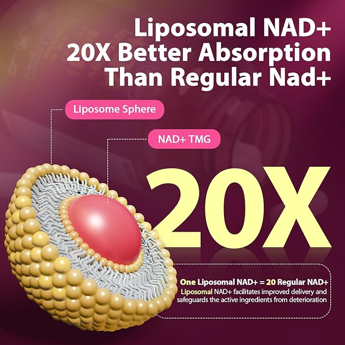 NAD Resveratrol Supplement 2464mg, Liposomal NAD Supplement with Resveratrol for Women and Men, NAD Plus Boosts NAD+ Levels, Energy Anti-Aging, 2Pack