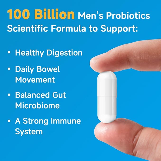 NATURE TARGET Probiotics for Men, 100 Billion CFUs Probiotics for Digestive Health with Enzymes & Prebiotics, 180 Veg Capsules, Mens Probiotic for Gut & Bloating, with Saw Palmetto for Prostate Health