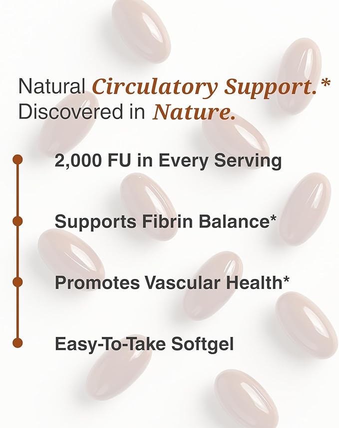 Nattokinase | 2000 FU per Serving from Japanese Natto | for Cardiovascular and Circulatory Support | 60 Softgels