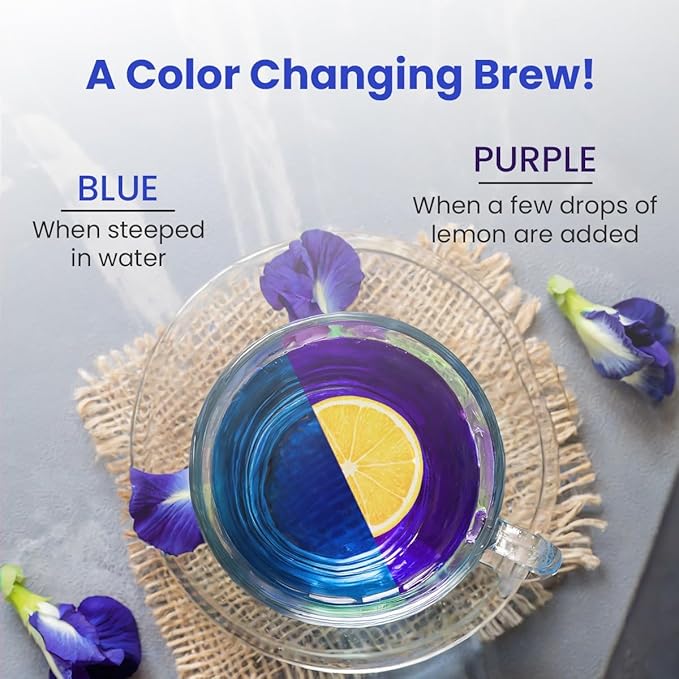 BLUE TEA - Butterfly Pea Flower Tea - 3.52 Oz (300+ Cups) Loose | Antioxidant Rich | Chemical Free - Caffeine Free - Detox Tea - Flower Based - Non Bitter | Zipper Packaging