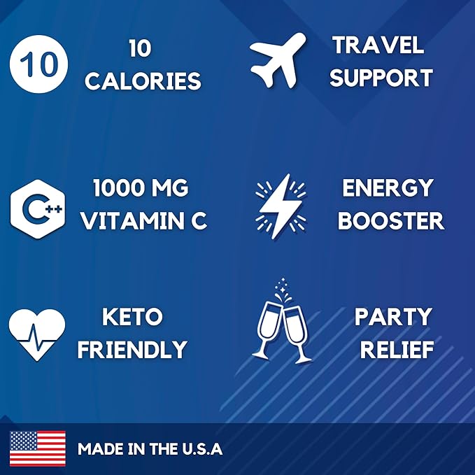 HydroMATE Electrolytes Powder Drink Mix Packets Hydration Accelerator Low Sugar Rapid Party Relief Recovery Vitamin C Plus Caffeine Strawberry 30 Count