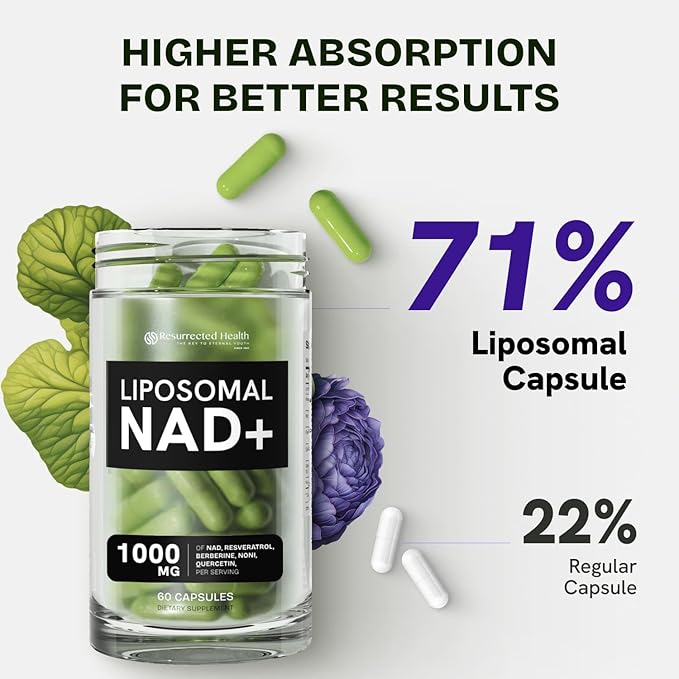 Liposomal NAD Supplements for Women Resveratrol NAD + Supplement w/Berberine, Quercetin, Noni | Boosts NAD Anti-Aging, Brain Support, Gut Heath - 60 Capsules 4 Packs