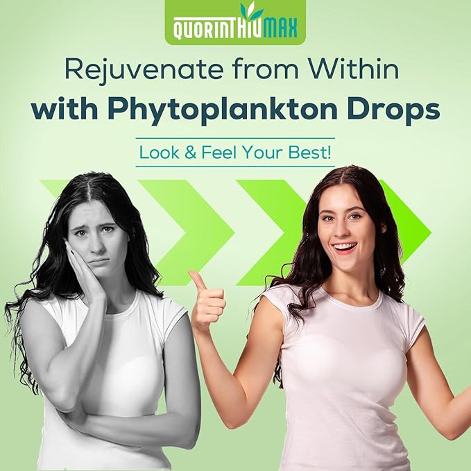 Marine Phytoplankton Drops 2000mg - High Absorption Phytoplankton Supplement with Wheatgrass & Fo-ti for Cellular Wellness, Hair Growth, Energy & Immunity - Green Apple Flavor, 2 fl oz (Pack of 2)