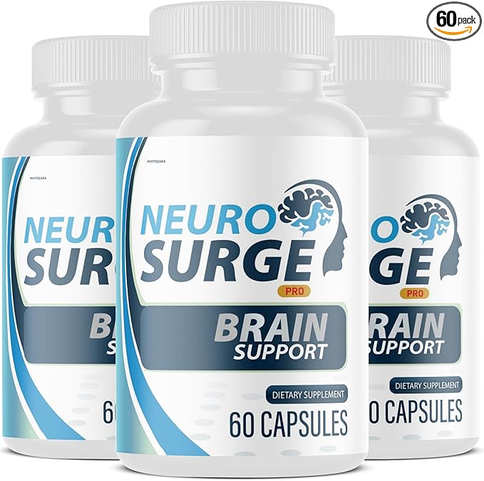 Neuro Surge Pro Brain Support Supplement, 60 Capsules, with Vitamins B6, D3, E, Selenium, L-Glutamine (3)