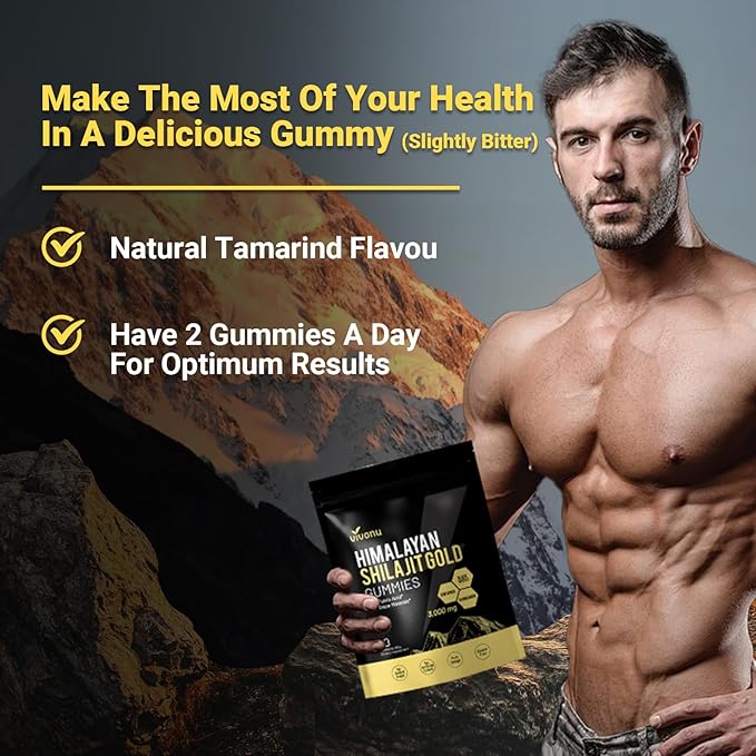 Himalayan Shilajit Gummies with Ashwagandha & Gokshura | 85+ Trace Minerals & Fulvic Acid | Organic, Non-GMO Micronutrient Supplement for Men & Women | 100% Pure & Natural