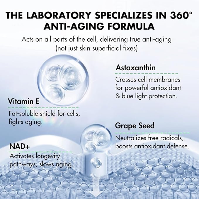 NAD+ Supplement 300mg, Liposomal NAD Boost with PQQ, Astaxanthin, Folic Acid, Vitamin E, High Purity NAD Supplement for Anti-Aging, Cell Longevity, Energy Metabolism - 60 Capsules