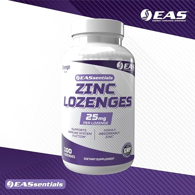Zinc Lozenges | Highly Absorbable with No Fillers or Additives | Supports Immune Function | Gluten Free, Non GMO | 100 Lozenges (Orange Flavor)