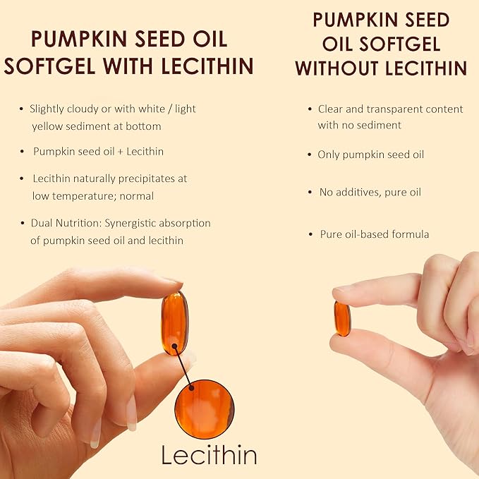 Pumpkin Seed Oil Capsules, 2 in 1 Pumpkin Seed Oil for Hair Growth, 2000mg Per Serving with Saw Palmetto, Cold Pressed, Supports Hair, Heart, Skin Herbal Supplement, Non-GMO, Gluten Free, 60 Softgels