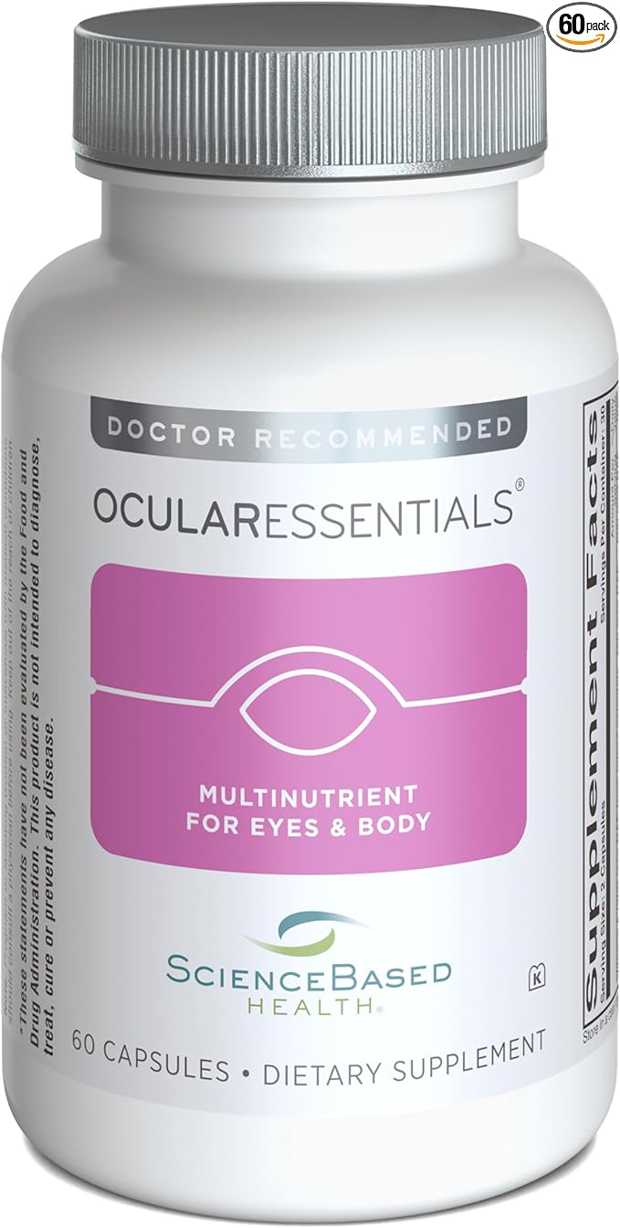 OcularEssentials – Daily Multivitamin with Eye Health Support – 30+ Nutrients Including Lutein, Zeaxanthin, Resveratrol & Plant-Based Antioxidants – 60 Capsules