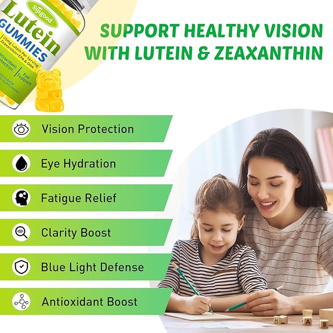 Lutein Gummies with Zeaxanthin, Eye Vitamins with Omega-3, Bilberry, and Astaxanthin for Vision and Eye Health, Mango Flavor, 60 Count