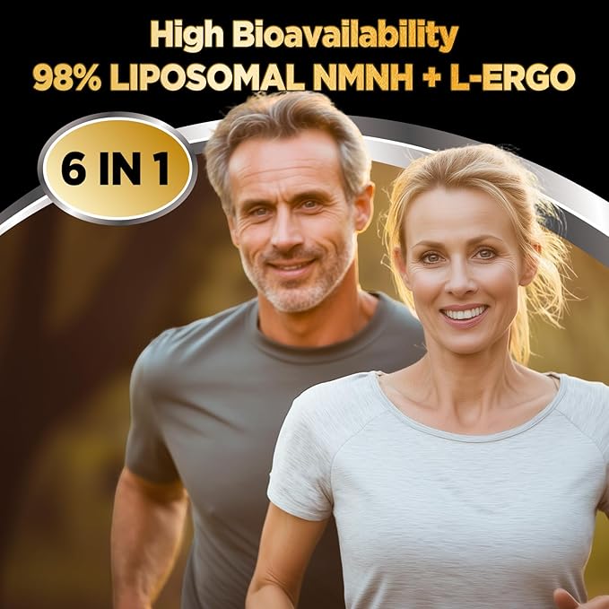 Liposomal NMNH & Ergothioneine Supplement, 6 in 1 Complex with NAC, Glutathione, Vitamin C & Selenium, for Women & Men, Healthy Aging, Antioxidant & Immune Support, 90 Capsules