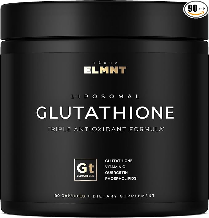 ELMNT 2150mg Super Liposomal Glutathione Supplement w. Vitamin C, Quercetin & Pure L Glutathione 2000mg Triple Action Formula Glutathione Liposomal Supplement w. Phospholipid Layer - 90 Pills, Non-GMO