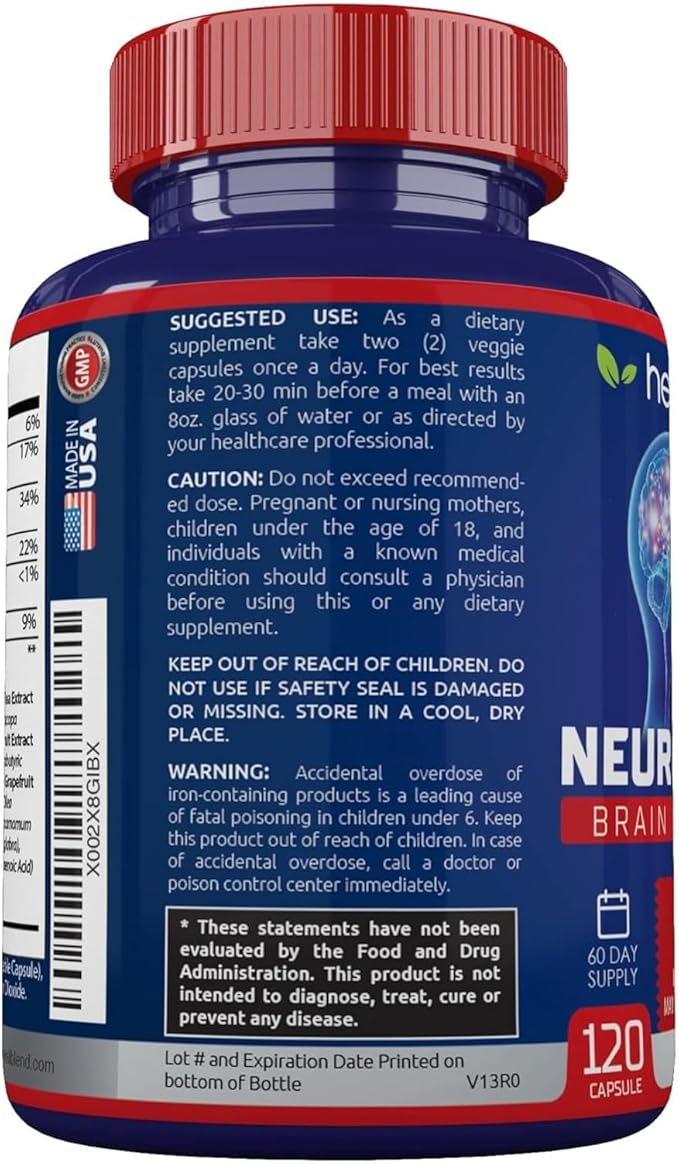Neuro Plus Brain & Focus Formula - Brain Booster Supplement, Supports Mental Clarity & Focus - Enhances Concentration & Mental Energy – 120 Capsules (3 Pack)
