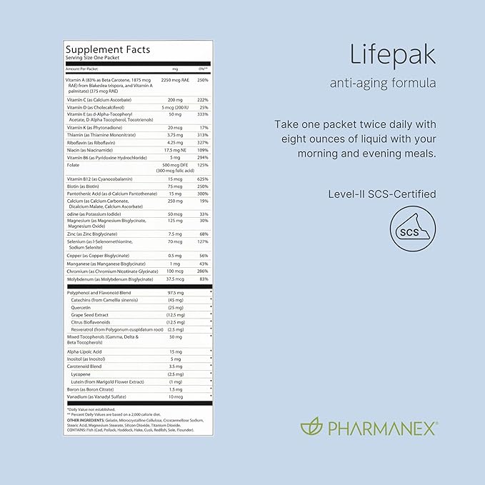 Nu Skin LifePak Advanced Nutritional Supplement for Adults | 60 Daily Packets | Aging, Digestive, and Gut Health Formula with Essential Vitamins, Minerals, and Phytonutrients