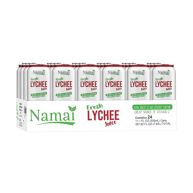 Namai 100% All Natural Pure Lychee Juice, No Added Sugar, No Preservatives, Pack of 24