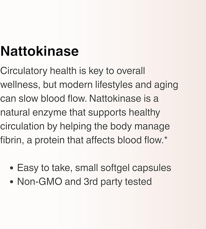 Nattokinase | 2000 FU per Serving from Japanese Natto | for Cardiovascular and Circulatory Support | 60 Softgels