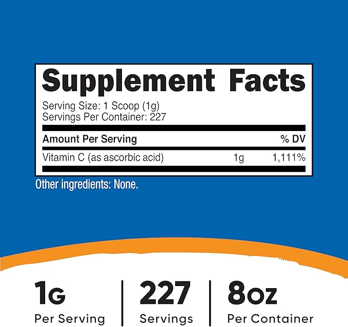 Nutricost Ascorbic Acid Powder (Vitamin C) 0.5 LBS (8 Ounce)