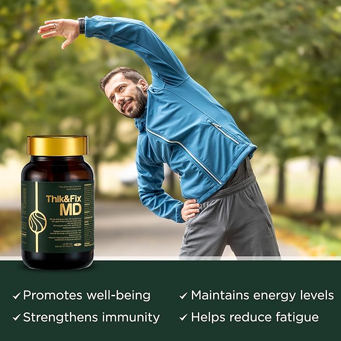 Thik&Fix MD Immune Support Supplement with Natural Herbs, Ginseng Extract & Reishi Mushroom, Supports Overall Wellness & Energy Levels, for Men & Women, 60 Softgels.