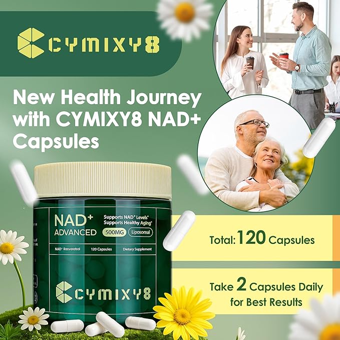 NAD Supplement, Liposomal NAD+ Supplement with Resveratrol, High Absorption NAD Booster for Men and Women Cellular Energy and Vitality, 120 Capsules, Anti-Aging Support