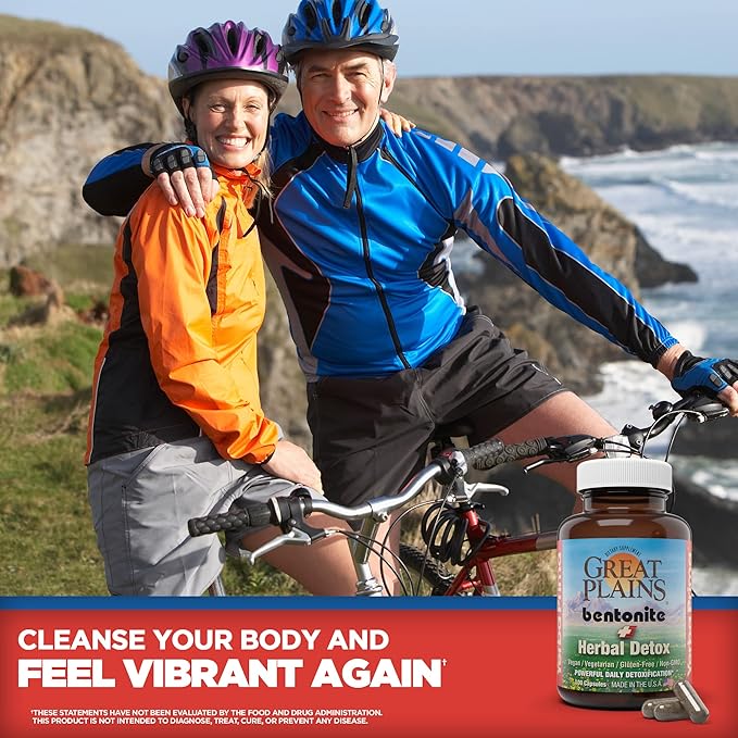 Yerba Prima Bentonite Clay Plus Herbal Detox, 100 Veg Capsules - Food Grade Clay from The Great Plains, USA - Colon & Liver Cleanse Supplement with Calcium Clay