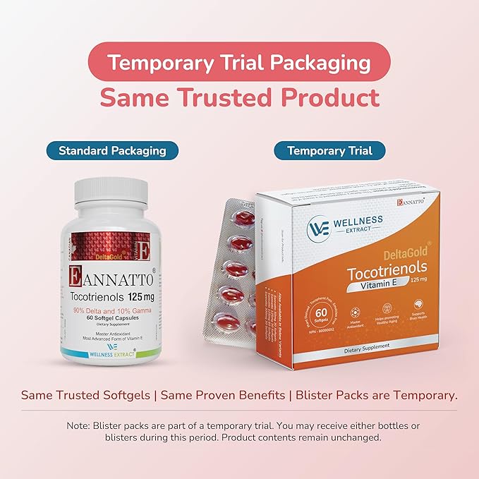 Eannatto Tocotrienols Vitamin E Supplements Tocopherol Free, Supports Immune Health, Non-GMO, Gluten Free & Antioxidant (125MG 60 Softgels)