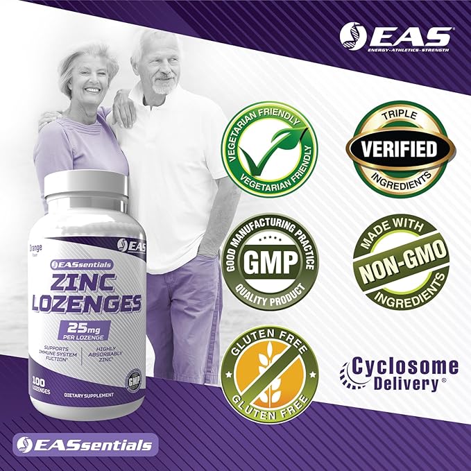 Zinc Lozenges | Highly Absorbable with No Fillers or Additives | Supports Immune Function | Gluten Free, Non GMO | 100 Lozenges (Orange Flavor)