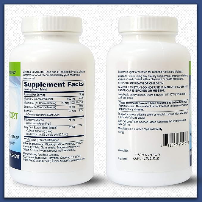 180 Tablets - 6 in 1 Immune Supplement | Vitamin C - Elderberry - Selenium - Vitamin D - Zinc and Holy Basil - Immune Defense for Adults and Kids