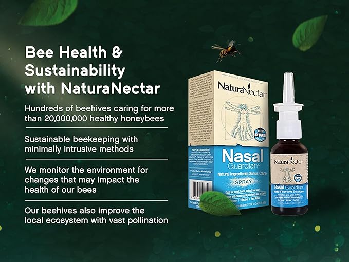 NaturaNectar Bee Propolis Nasal Spray Saline Sinus Rinse & Relief | Pure Brazilian Propolis & Ingredients | Gentle & No Burning Sensation | Nasal Guardian | Ethical Beekeeping | 1 FL Oz | 3 Pack