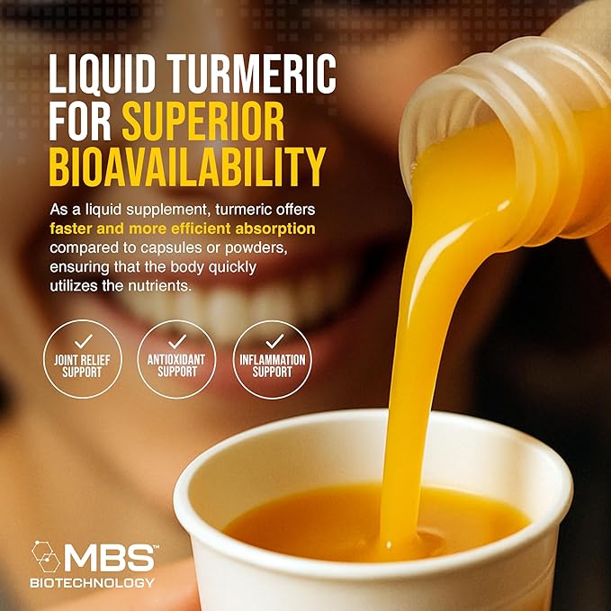 Advanced Liquid Turmeric – High Absorption Curcumin with Black Pepper & Vitamin D3 for Maximum Bioavailability – Joint, Inflammation & Immune Support – 20 fl oz