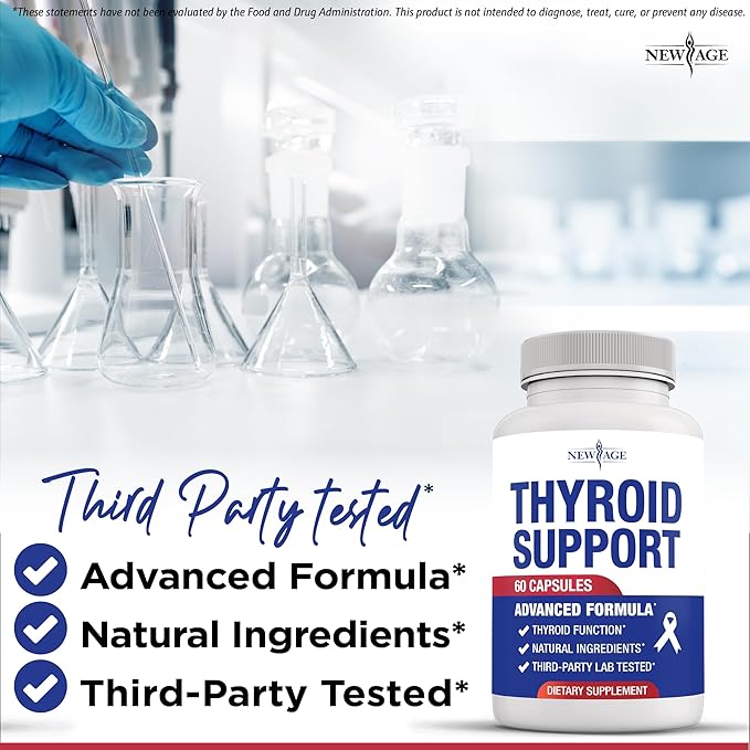 Thyroid Support Supplement for Women & Men with Iodine, B12, Zinc, Selenium, Ashwagandha, Bladderwrack, Turmeric, Schisandra - Non-GMO, Vegetarian - 120 Count